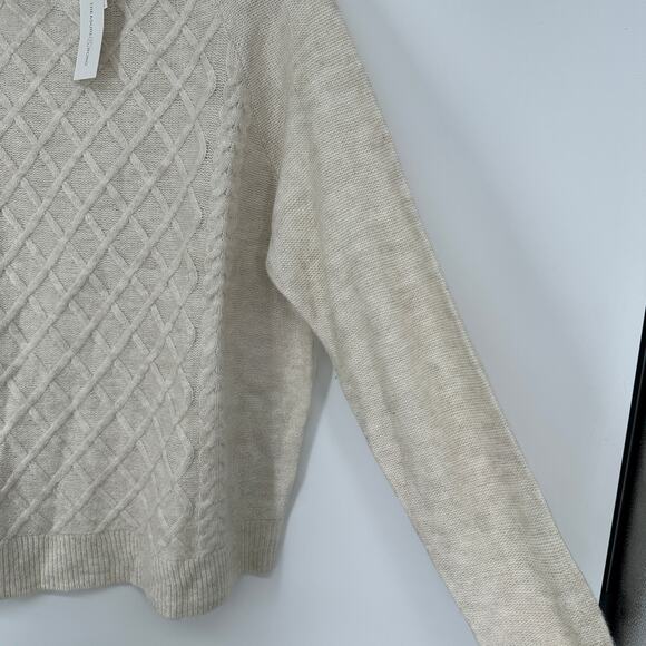 Treasure & Bond Cable Stitch Knit Crewneck Sweater Oatmeal Mens Fall 2XL - Picture 8 of 10